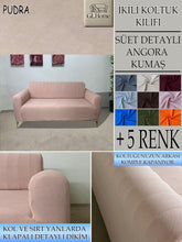 Görseli Galeri görüntüleyiciye yükleyin, Süet Kumaş Pudra Çift Kişilik Komple Giydirme 2"Li kanepe Bohem Tarzı koltuk Kılıfı