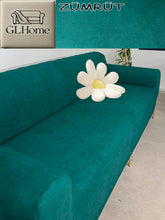 Görseli Galeri görüntüleyiciye yükleyin, Süet Kumaş Zümrüt 3Lü Komple Giydirme Kanepe & Çekyat, Bohem, Porto, Vb. Model Koltuk Kilifi