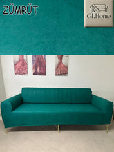 Görseli Galeri görüntüleyiciye yükleyin, Süet Kumaş Zümrüt 3+3+1+1 Komple Giydirme Kanepe&Çekyat, Bohem, vb. Modeller Koltuk Kılıfı
