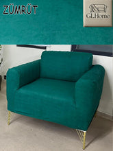 Görseli Galeri görüntüleyiciye yükleyin, Süet Kumaş Zümrüt 3+3+1+1 Komple Giydirme Kanepe&Çekyat, Bohem, vb. Modeller Koltuk Kılıfı