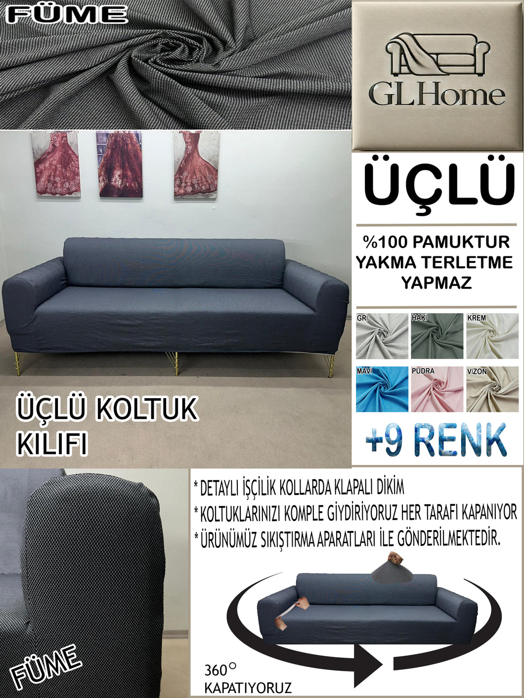 %100 Pamuk Petek Kumaş Füme 3