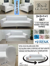 Görseli Galeri görüntüleyiciye yükleyin, %100 Pamuk Petek Kumaş Krem 3+2+1+1 Set Komple Giydirme Kanepe&amp;Çekyat, Bohem, vb Model Koltuk Kılıfları
