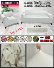 Görseli Galeri görüntüleyiciye yükleyin, Mikro Petek Kumaş Krem 3+3+1+1 Set  Komple Giydirme Kanepe &amp; Çekyat, Bohem, vb Model Koltuk Kılıfları
