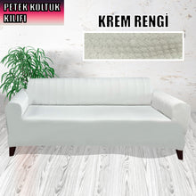 Görseli Galeri görüntüleyiciye yükleyin, Mikro Petek Kumaş Krem 3+3+1+1 Set  Komple Giydirme Kanepe &amp; Çekyat, Bohem, vb Model Koltuk Kılıfları
