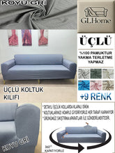 Görseli Galeri görüntüleyiciye yükleyin, %100 Pamuk Petek Kumaş Koyu Gri 3&quot;Lü Komple Giydirme Kanepe &amp; Çekyat, Bohem, Porto vb Model Koltuk Kılıfları
