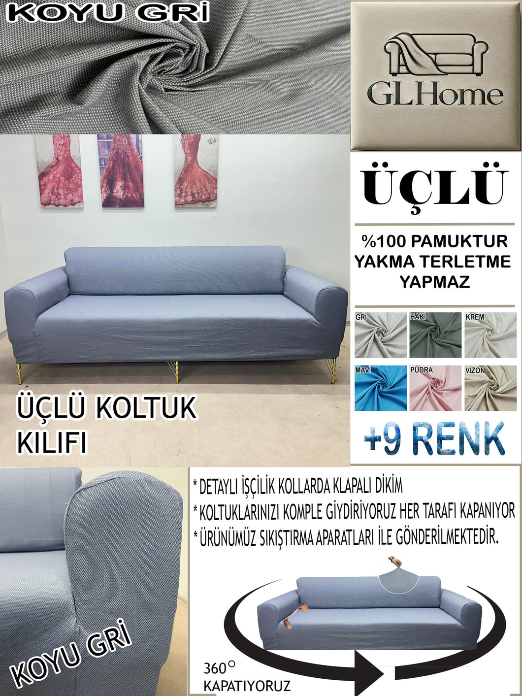 %100 Pamuk Petek Kumaş Koyu Gri 3