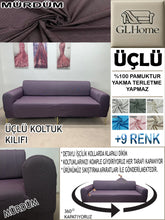 Görseli Galeri görüntüleyiciye yükleyin, %100 Pamuk Petek Kumaş Mürdüm 3&quot;Lü Komple Giydirme Kanepe &amp; Çekyat, Bohem, Porto vb Model Koltuk Kılıfları
