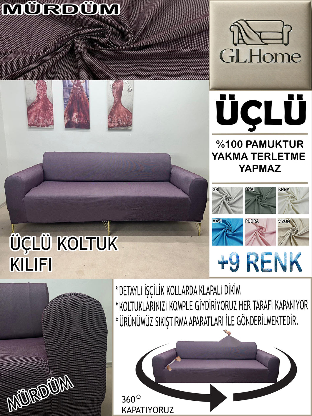 %100 Pamuk Petek Kumaş Mürdüm 3