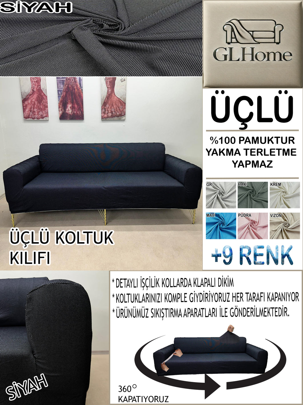 %100 Pamuk Petek Kumaş Siyah 3