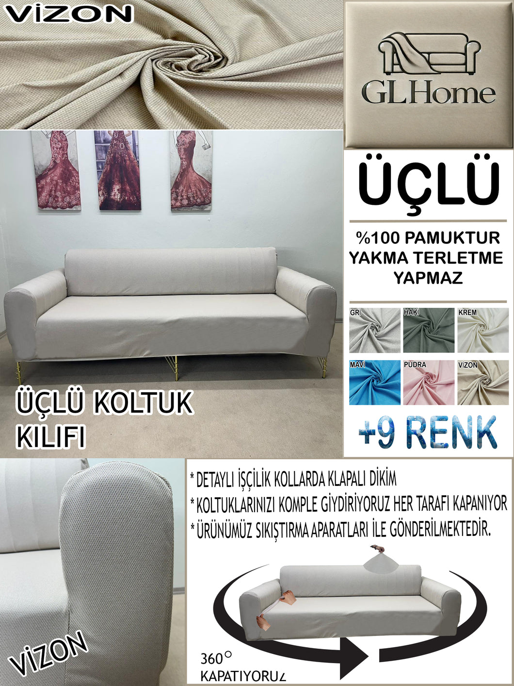 %100 Pamuk Petek Kumaş Vizon 3