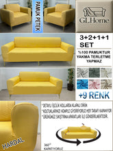 Görseli Galeri görüntüleyiciye yükleyin, %100 Pamuk Petek Kumaş Hardal 3+2+1+1 Set Komple Giydirme Kanepe&amp;Çekyat, Bohem, vb Model Koltuk Kılıfları
