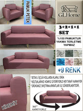 Görseli Galeri görüntüleyiciye yükleyin, %100 Pamuk Petek Kumaş Kiremit 3+2+1+1 Set Komple Giydirme Kanepe&amp;Çekyat, Bohem, vb Model Koltuk Kılıfları
