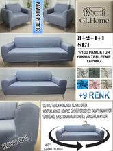 Görseli Galeri görüntüleyiciye yükleyin, %100 Pamuk Petek Kumaş Koyu Gri 3+2+1+1 Set Komple Giydirme Kanepe&amp;Çekyat, Bohem, vb Model Koltuk Kılıfları
