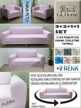 Görseli Galeri görüntüleyiciye yükleyin, %100 Pamuk Petek Kumaş Pudra 3+2+1+1 Set Komple Giydirme Kanepe&amp;Çekyat, Bohem, vb Model Koltuk Kılıfları
