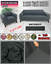 Görseli Galeri görüntüleyiciye yükleyin, Mikro Petek Kumaş Antrasit 3+3+1+1 Set  Komple Giydirme Kanepe &amp; Çekyat, Bohem, vb Model Koltuk Kılıfları
