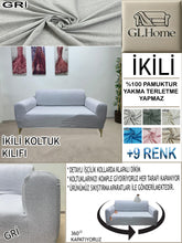 Görseli Galeri görüntüleyiciye yükleyin, %100 Pamuk Petek Kumaş Gri Çift Kişilik Komple Giydirme 2&quot;Li Kanepe, Bohem, vb Model Koltuk Kılıfları
