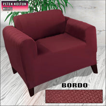 Görseli Galeri görüntüleyiciye yükleyin, Mikro Petek Kumaş Bordo Tekli Komple Giydirme Tekli &amp; Berjer, Bohem, vb Model Koltuk Kılıfları
