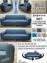 Görseli Galeri görüntüleyiciye yükleyin, %100 Pamuk Petek Kumaş Petrol 3+3+1+1 Set Komple Giydirme Kanepe&amp;Çekyat, Bohem, vb Model Koltuk Kılıfları
