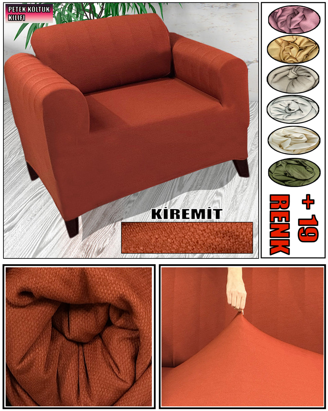 Mikro Petek Kumaş Kiremit Tekli Komple Giydirme Tekli & Berjer, Bohem, vb Model Koltuk Kılıfları