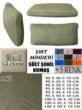 Görseli Galeri görüntüleyiciye yükleyin, Süet Kumaş Haki Renk Sırt Minderi
