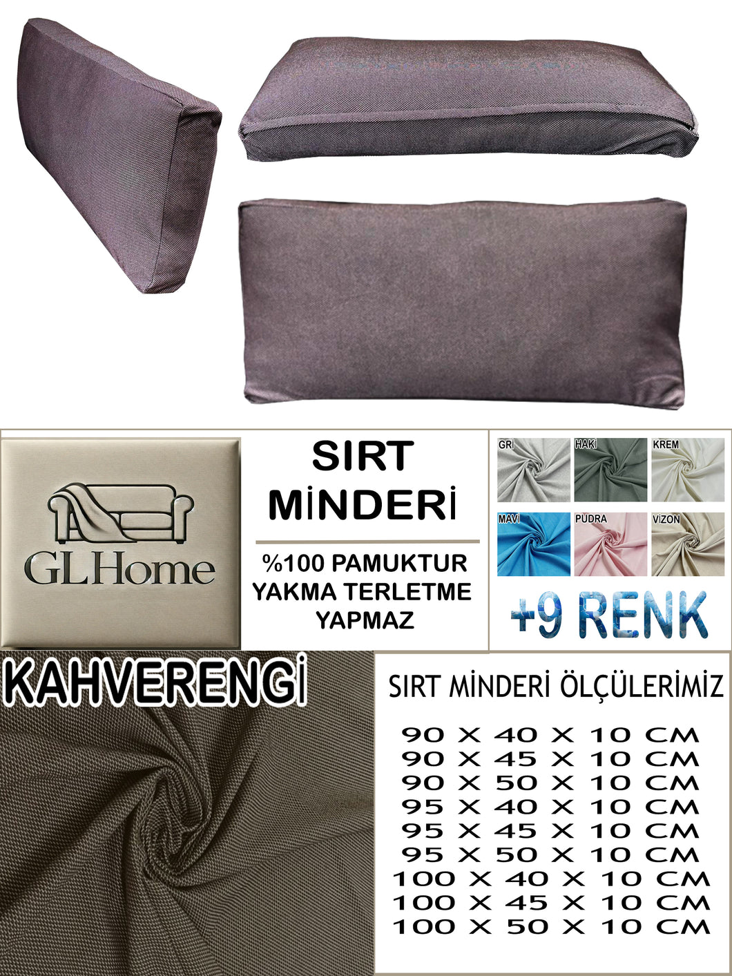 %100 Pamuk Petek Kahverengi Renk Sırt Minderi