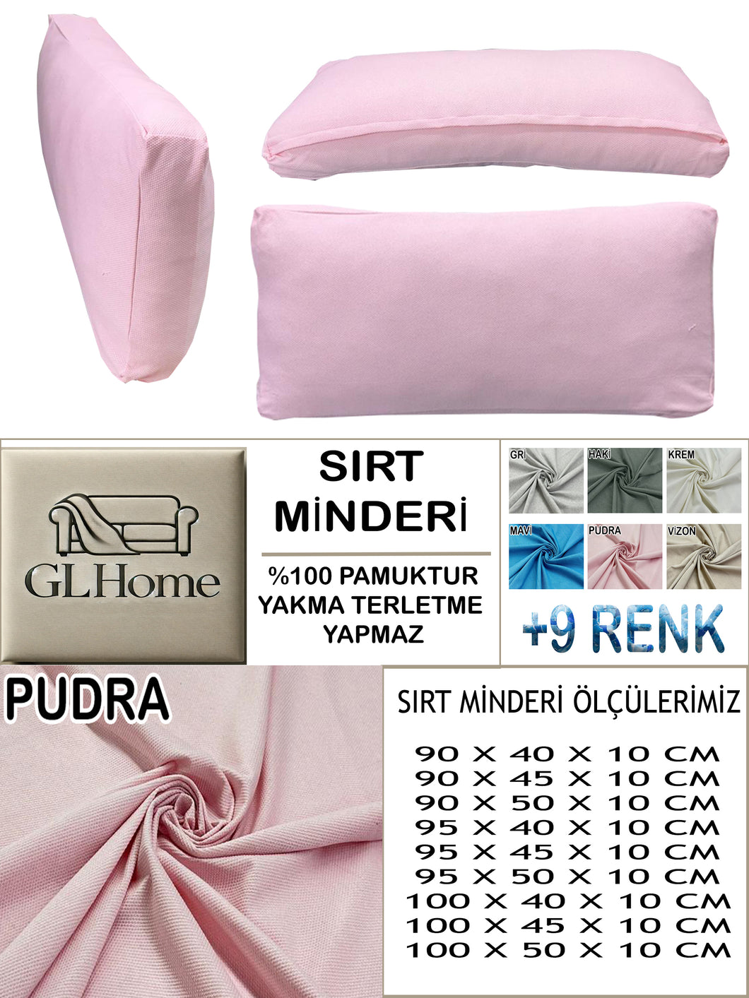 %100 Pamuk Petek Pudra Renk Sırt Minderi