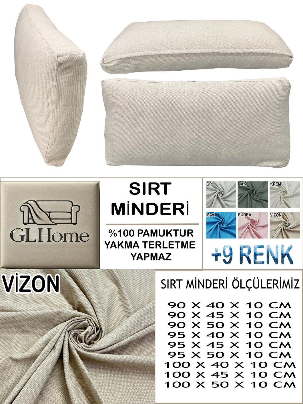 %100 Pamuk Petek Vizon Kahve Renk Sırt Minderi