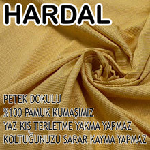 Görseli Galeri görüntüleyiciye yükleyin, %100 Pamuk Petek Kumaş Hardal 3&quot;Lü Komple Giydirme Kanepe &amp; Çekyat, Bohem, Porto vb Model Koltuk Kılıfları
