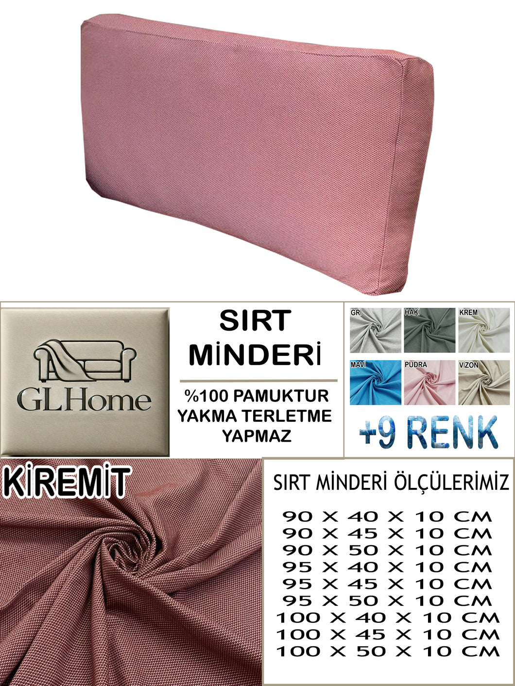 %100 Pamuk Petek Kiremit Renk Sırt Minderi