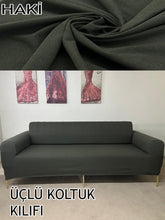 Görseli Galeri görüntüleyiciye yükleyin, %100 Pamuklu Fransız  Kumaş Haki 3+2+1+1 Komple Giydirme Kanepe&amp;Çekyat, Bohem, Porto, vn. Model Koltuk Kılıfı
