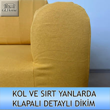 Görseli Galeri görüntüleyiciye yükleyin, %100 Pamuklu Fransız  Kumaş Hardal Çift Kişilik Komple Giydirme 2&quot;Li Kanepe, Bohem, vb Model Koltuk Kılıfları
