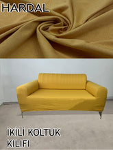 Görseli Galeri görüntüleyiciye yükleyin, %100 Pamuklu Fransız  Kumaş Hardal 3+2+1+1 Komple Giydirme Kanepe&amp;Çekyat, Bohem, Porto, vn. Model Koltuk Kılıfı

