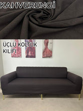 Görseli Galeri görüntüleyiciye yükleyin, %100 Pamuklu Fransız  Kumaş Kahverengi 3+3+1+1 Komple Giydirme Kanepe&amp;Çekyat, Bohem, Porto, vn. Model Koltuk Kılıfı
