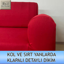Görseli Galeri görüntüleyiciye yükleyin, %100 Pamuklu Fransız  Kumaş Kırmızı 3+2+1+1 Komple Giydirme Kanepe&amp;Çekyat, Bohem, Porto, vn. Model Koltuk Kılıfı

