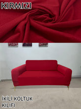 Görseli Galeri görüntüleyiciye yükleyin, %100 Pamuklu Fransız  Kumaş Kırmızı 3+2+1+1 Komple Giydirme Kanepe&amp;Çekyat, Bohem, Porto, vn. Model Koltuk Kılıfı
