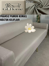 Görseli Galeri görüntüleyiciye yükleyin, %100 Pamuklu Fransız  Kumaş  Vizon 3Lü Komple Giydirme Kanepe &amp; Çekyat, Bohem, Porto, Vb. Model Koltuk Kilifi
