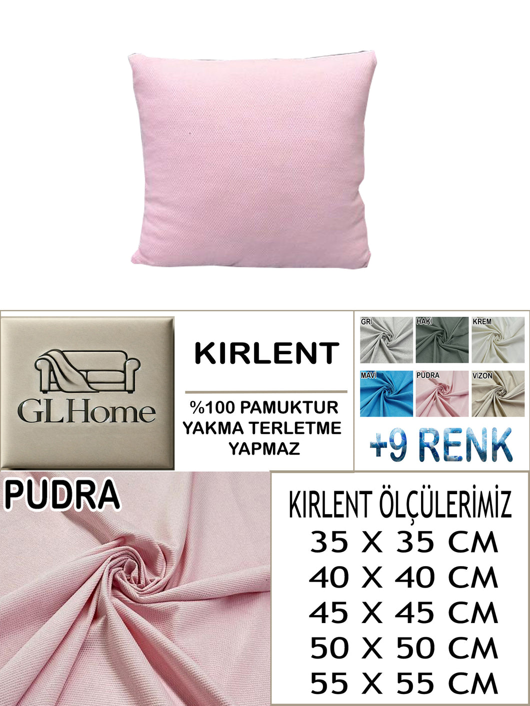 %100 Pamuk Petek Pudra Renk Kırlent Kılıfı