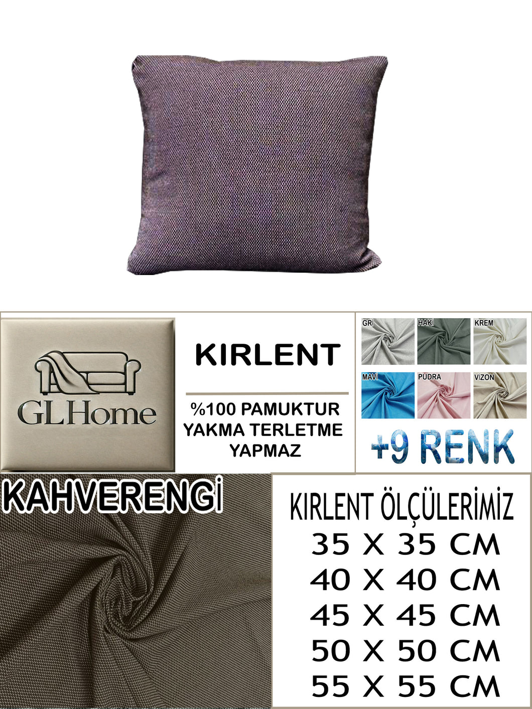%100 Pamuk Petek Kahve Renk Kırlent Kılıfı