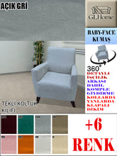 Görseli Galeri görüntüleyiciye yükleyin, Baby Face  Kumaş Açık Gri Tekli Komple Giydirme Tekli &amp; Berjer, Bohem, vb Model Koltuk Kılıfları
