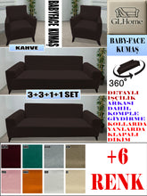 Görseli Galeri görüntüleyiciye yükleyin, Baby Face  Kumaş Kahverengi 3+3+1+1 Set Komple Giydirme Kanepe &amp; Çekyat, Bohem, vb Model Koltuk Kılıfları

