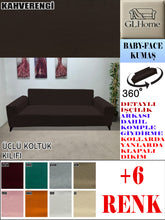 Görseli Galeri görüntüleyiciye yükleyin, Baby Face  Kumaş Kahverengi 3&quot;Lü Komple Giydirme Kanepe &amp; Çekyat, Bohem, vb Model Koltuk Kılıfları

