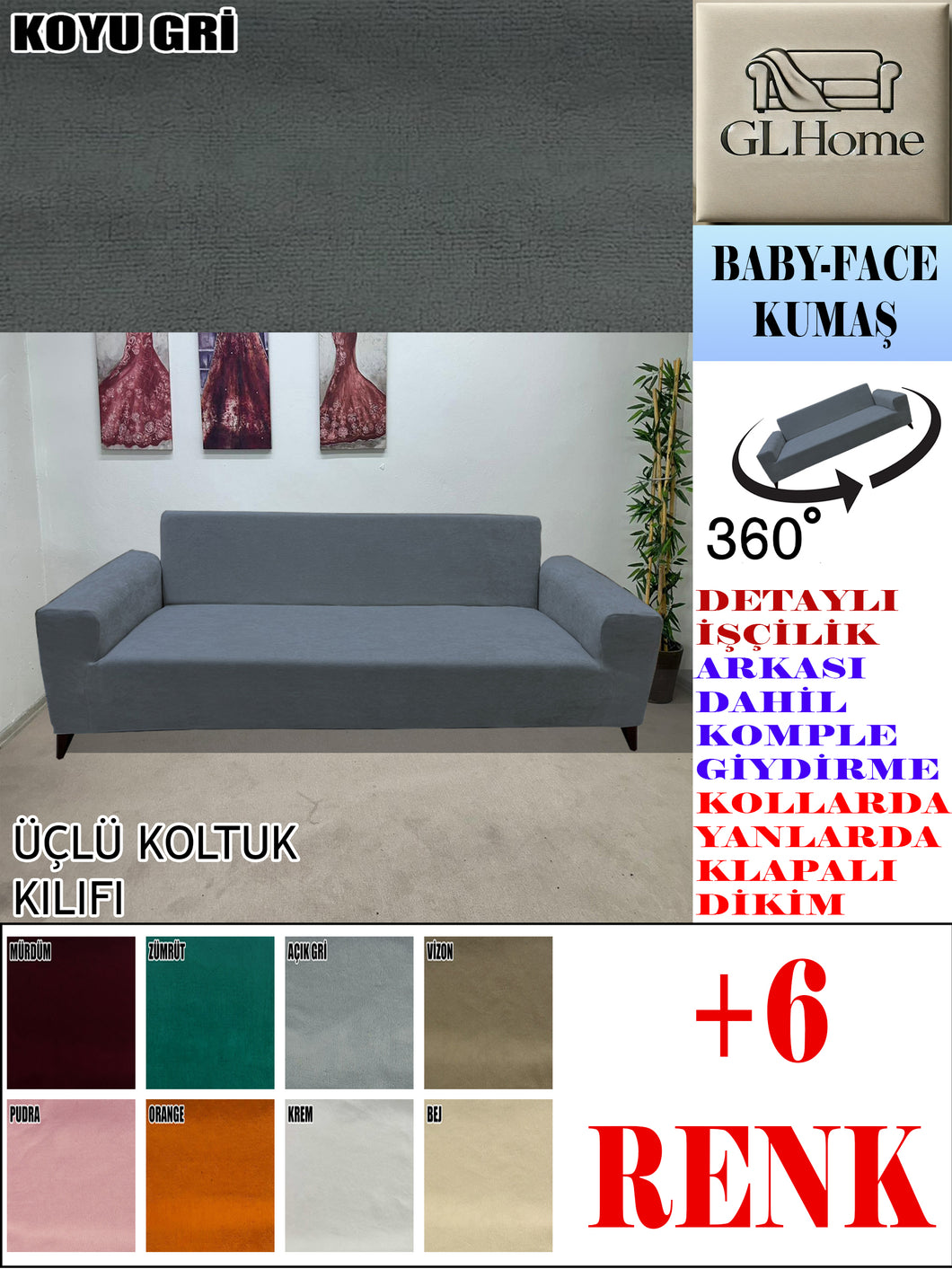 Baby Face  Kumaş Koyu Gri 3