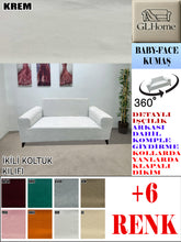 Görseli Galeri görüntüleyiciye yükleyin, Baby Face  Kumaş Krem Çift Kişilik Komple Giydirme Kanepe, Bohem, vb Model Koltuk Kılıfları
