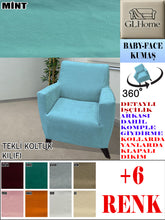 Görseli Galeri görüntüleyiciye yükleyin, Baby Face Kumaş Mint Tekli Komple Giydirme Tekli &amp; Berjer, Bohem, vb Model Koltuk Kılıfları
