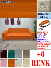 Görseli Galeri görüntüleyiciye yükleyin, Baby Face  Kumaş Orange 3&quot;Lü Komple Giydirme Kanepe &amp; Çekyat, Bohem, vb Model Koltuk Kılıfları

