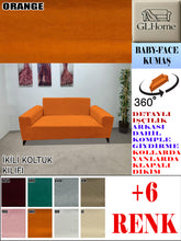 Görseli Galeri görüntüleyiciye yükleyin, Baby Face  Kumaş Orange Çift Kişilik Komple Giydirme Kanepe, Bohem, vb Model Koltuk Kılıfları
