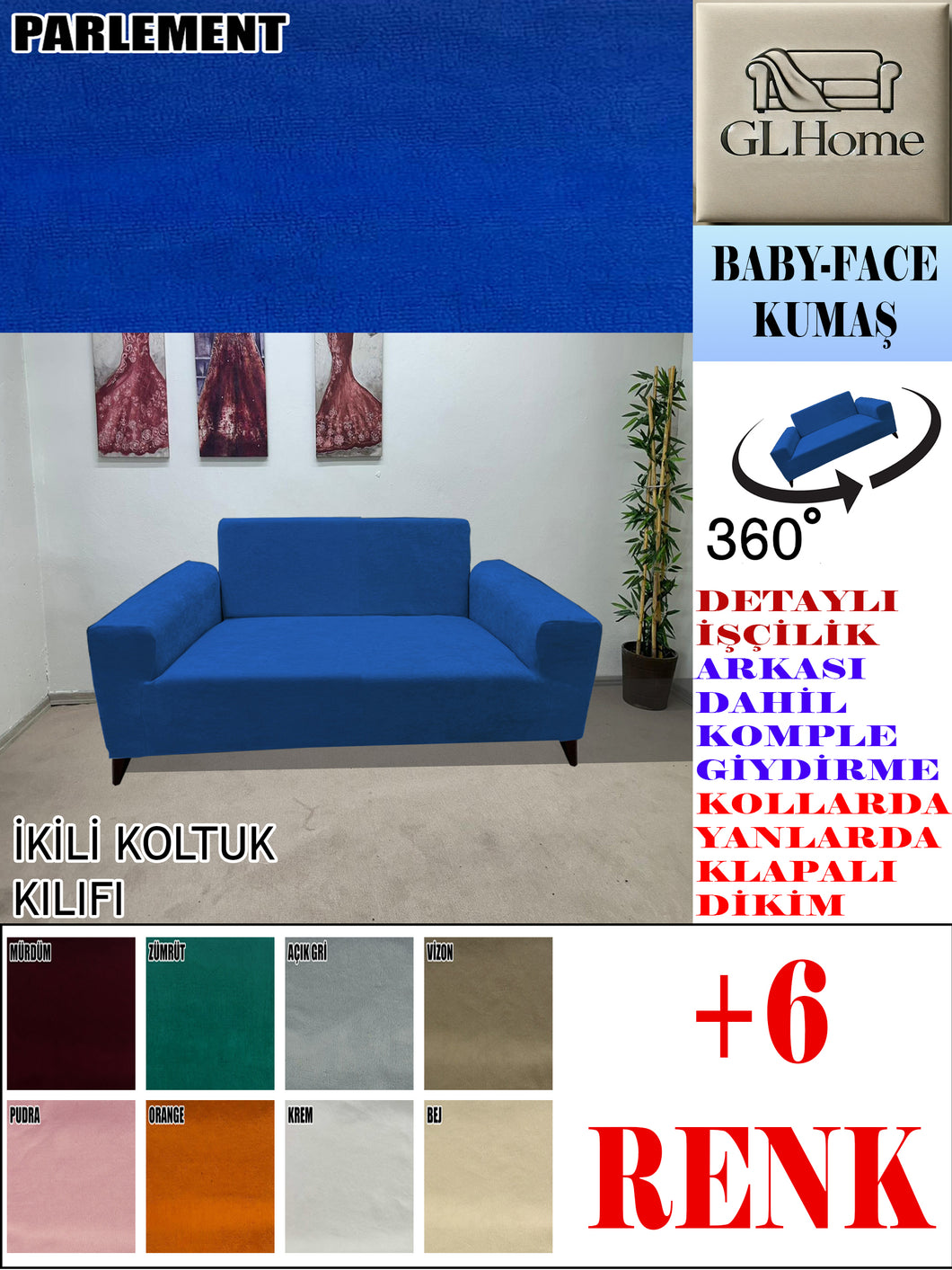 Baby Face  Kumaş Parlement Çift Kişilik Komple Giydirme Kanepe, Bohem, vb Model Koltuk Kılıfları