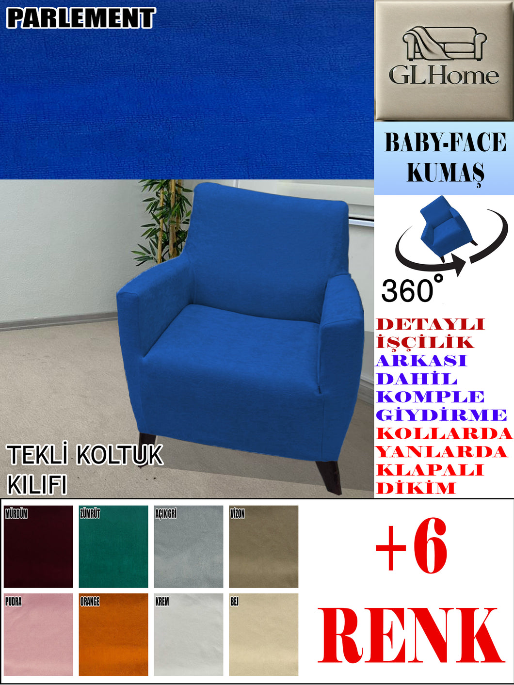 Baby Face Kumaş Parlement Tekli Komple Giydirme Tekli & Berjer, Bohem, vb Model Koltuk Kılıfları