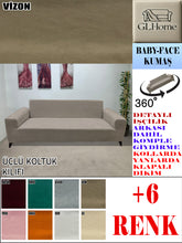 Görseli Galeri görüntüleyiciye yükleyin, Baby Face  Kumaş Vizon 3&quot;Lü Komple Giydirme Kanepe &amp; Çekyat, Bohem, vb Model Koltuk Kılıfları

