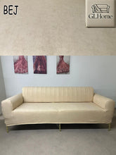 Görseli Galeri görüntüleyiciye yükleyin, Süet Kumaş Bej 3+2+1+1 Komple Giydirme Kanepe-Çekyat, Bohem, vb. Model Koltuk Kılıfı
